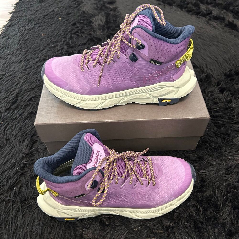 HOKA One One Trail Code GTX purple lace up shoes sneakers women’s 7.5 new - Picture 1 of 8